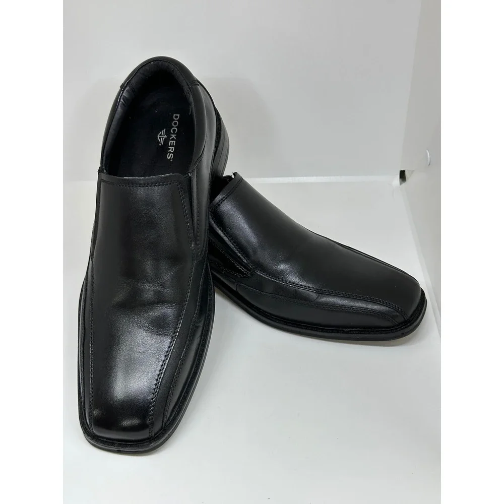Dockers Loafers Black Slip On Square Toe Dress Shoes 10.5M Men
